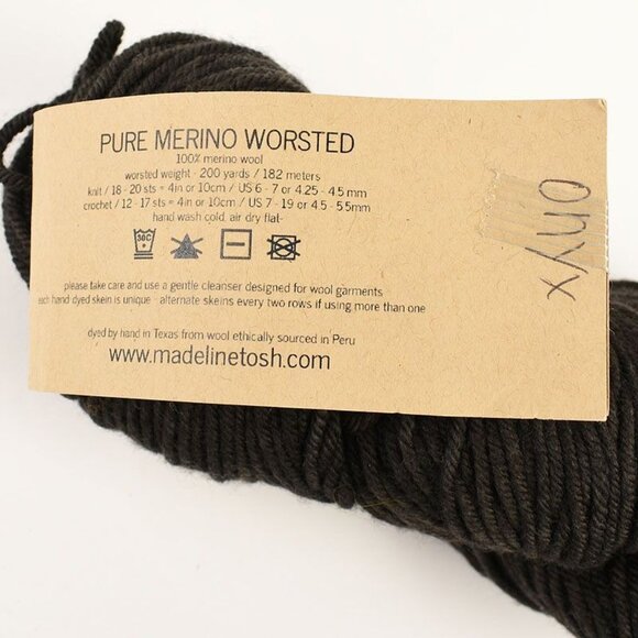 MadelineTosh Pure Merino Worsted Yarn 100% Wool Hand Dyed Onyx - Picture 3 of 3